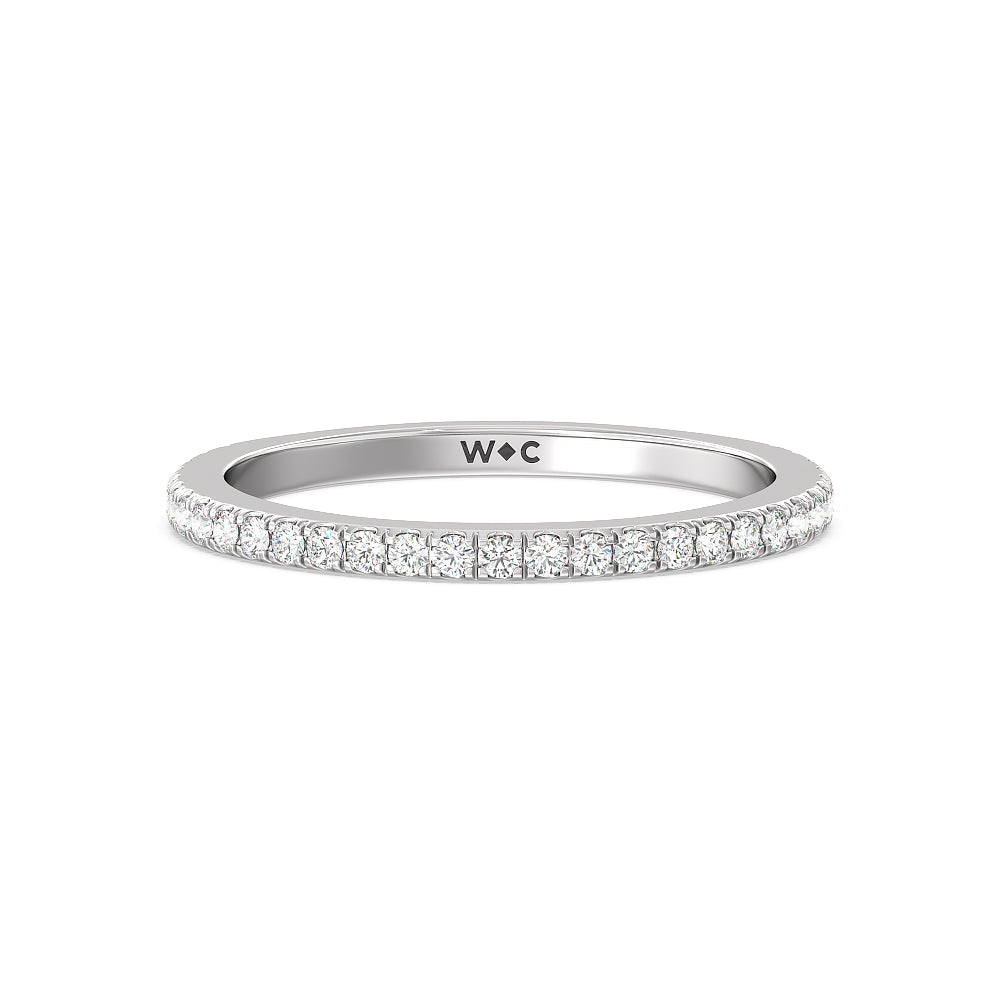 Classic Hidden Halo Wedding Band Size 5 with 14KT White Gold Cut Diamond in 14KT White Gold view 1
