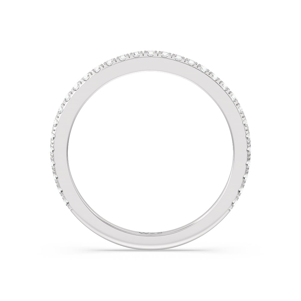 Classic Hidden Halo Wedding Band Size 5 with 14KT White Gold Cut Diamond in 14KT White Gold view 4
