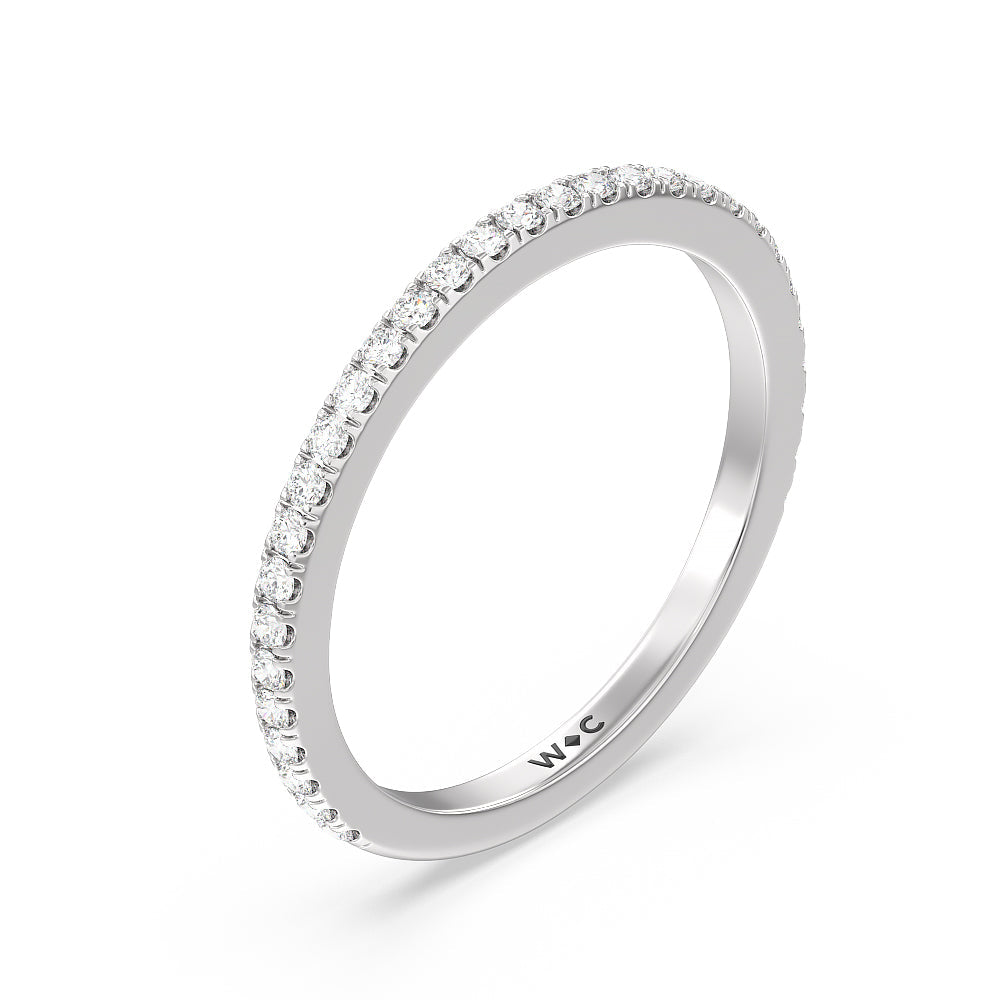 Classic Hidden Halo Wedding Band Size 5 with 14KT White Gold Cut Diamond in 14KT White Gold view 2
