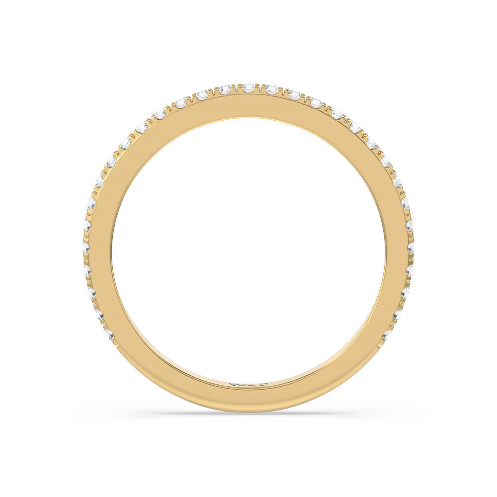 Classic Hidden Halo Wedding Band with 18KT Yellow Gold Cut Diamond in 14KT Yellow Gold view 4

