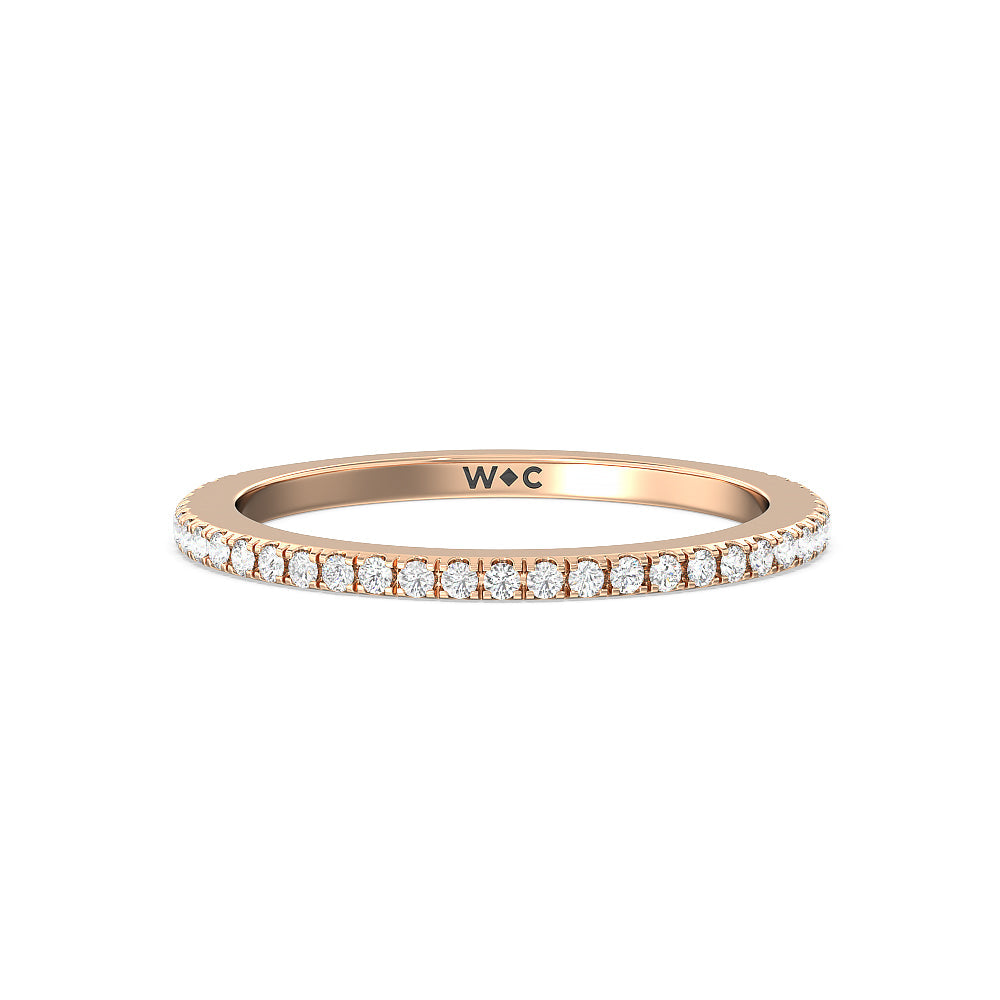 Pave Halo and Shank Wedding Band with 18KT Rose Gold Cut Diamond in 14KT Rose Gold view 1
