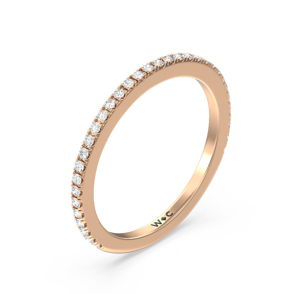 Pave Halo and Shank Wedding Band with 18KT Rose Gold Cut Diamond in 14KT Rose Gold view 2
