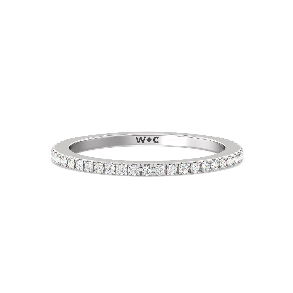 Pave Halo and Shank Wedding Band with Platinum Cut Diamond in 14KT Platinum view 1
