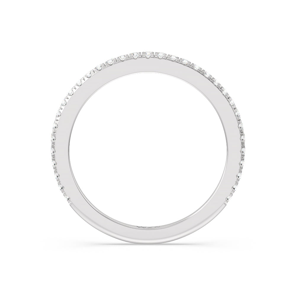 Pave Halo and Shank Wedding Band with Platinum Cut Diamond in 14KT Platinum view 4
