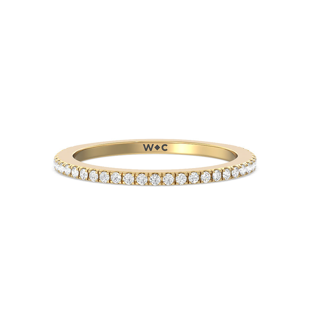 Pave Halo and Shank Wedding Band with 18KT Yellow Gold Cut Diamond in 14KT Yellow Gold view 1
