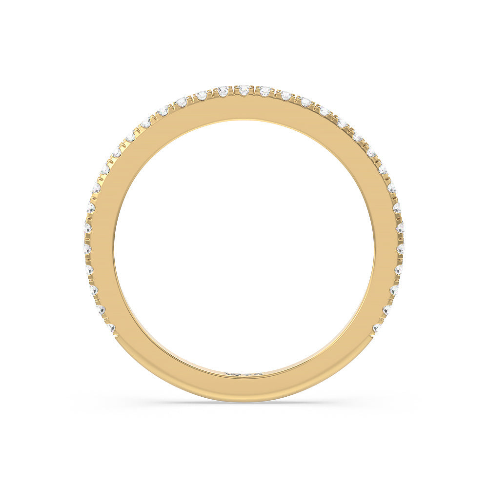 Pave Halo and Shank Wedding Band with 18KT Yellow Gold Cut Diamond in 14KT Yellow Gold view 4
