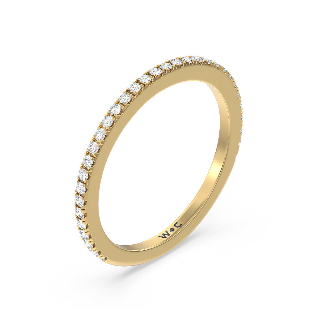 Pave Halo and Shank Wedding Band with 18KT Yellow Gold Cut Diamond in 14KT Yellow Gold view 2
