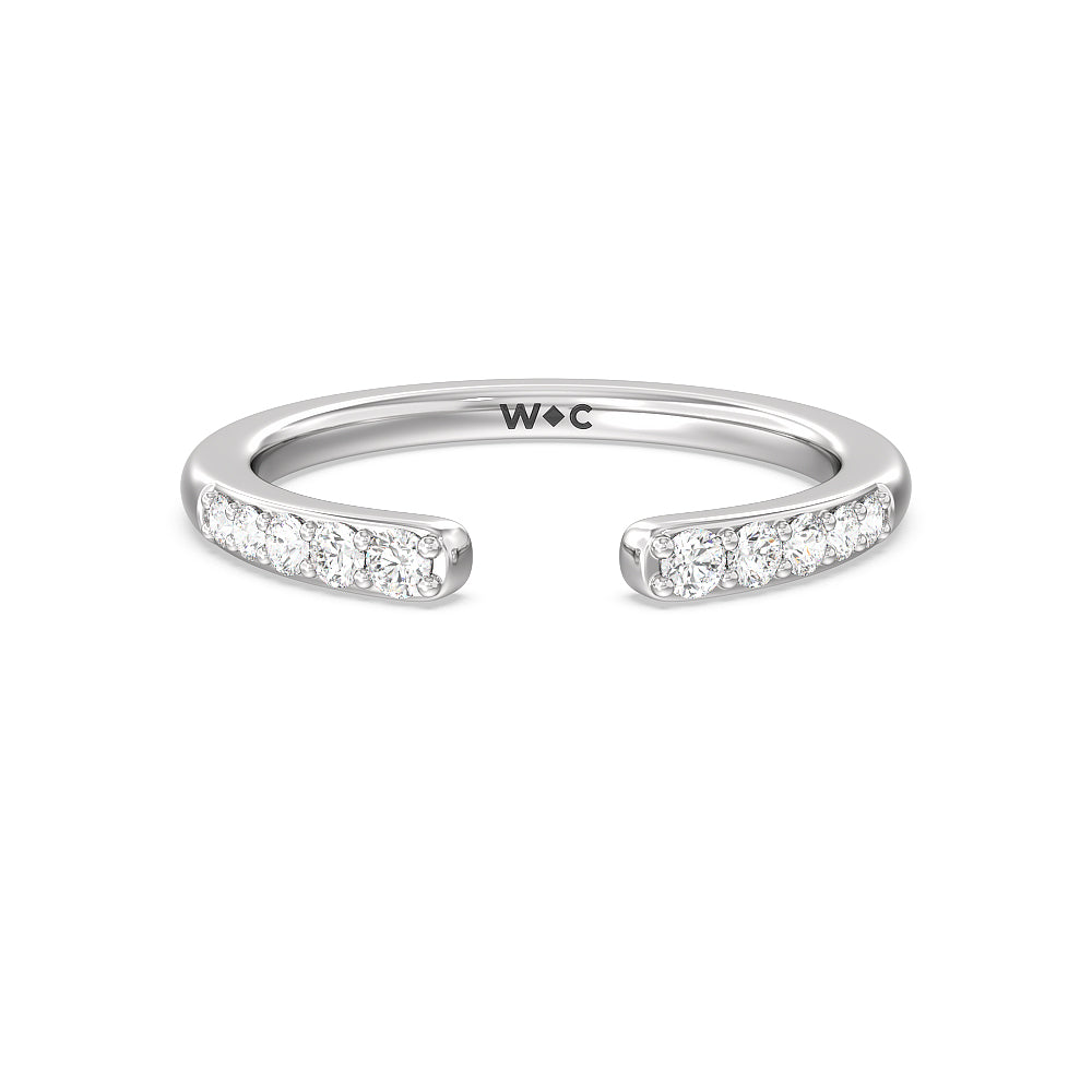 Begonia Petal East West Diamond Wedding Band with Platinum Cut Diamond in 14KT Platinum view 1
