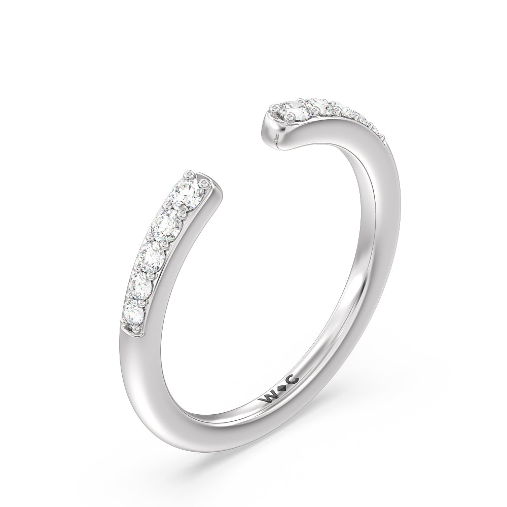 Begonia Petal East West Diamond Wedding Band with Platinum Cut Diamond in 14KT Platinum view 4
