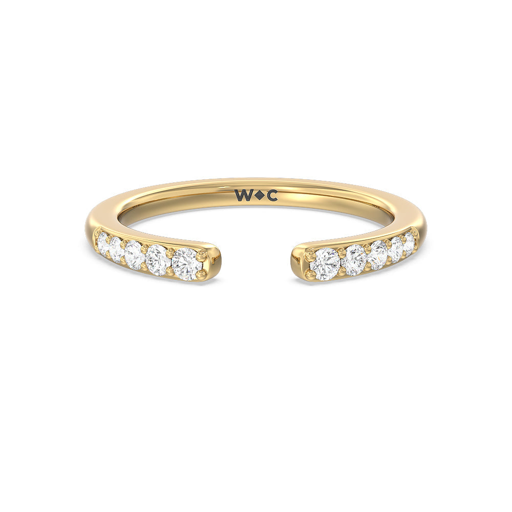 Begonia Petal East West Diamond Wedding Band with 18KT Yellow Gold Cut Diamond in 14KT Yellow Gold view 1
