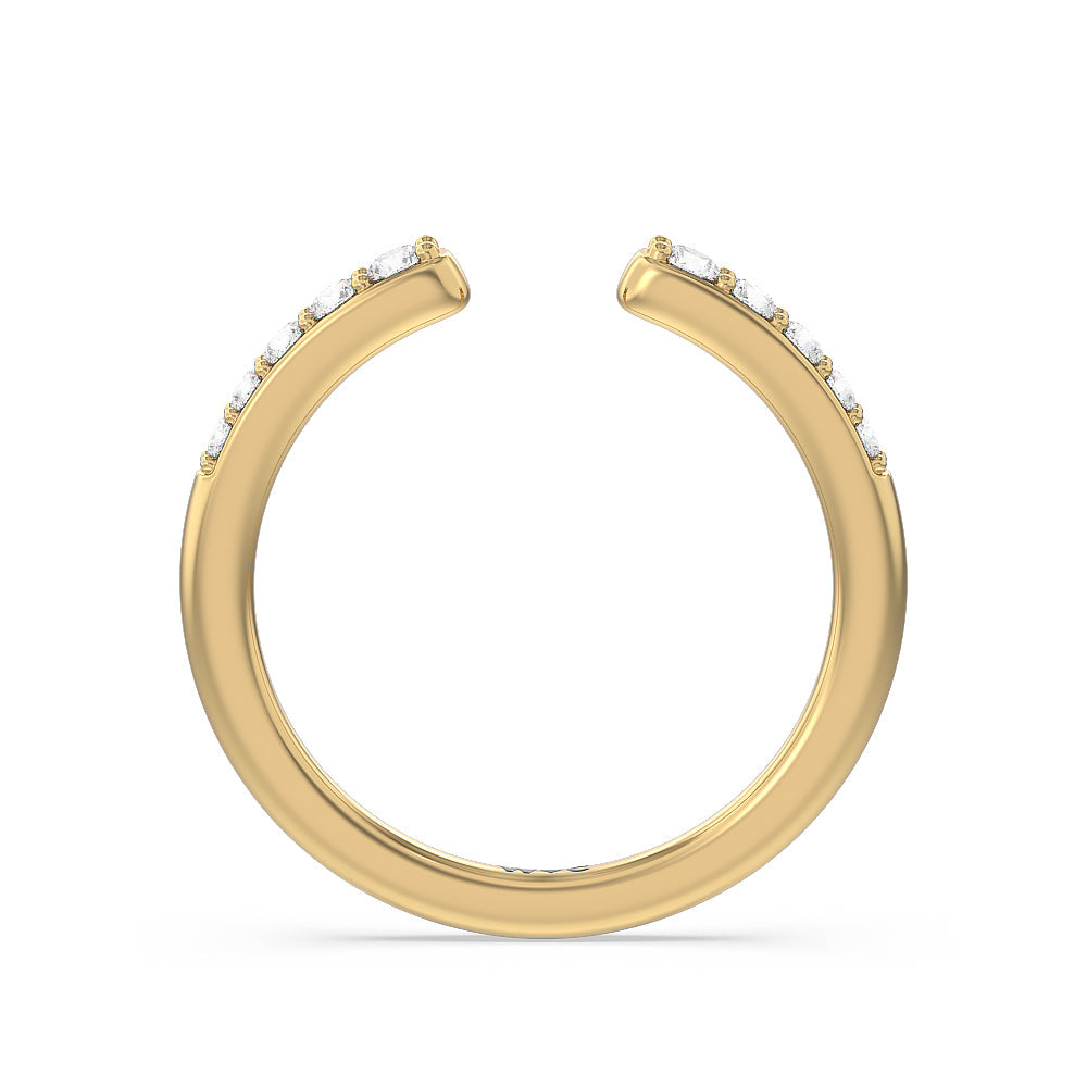 Begonia Petal East West Diamond Wedding Band with 18KT Yellow Gold Cut Diamond in 14KT Yellow Gold view 2
