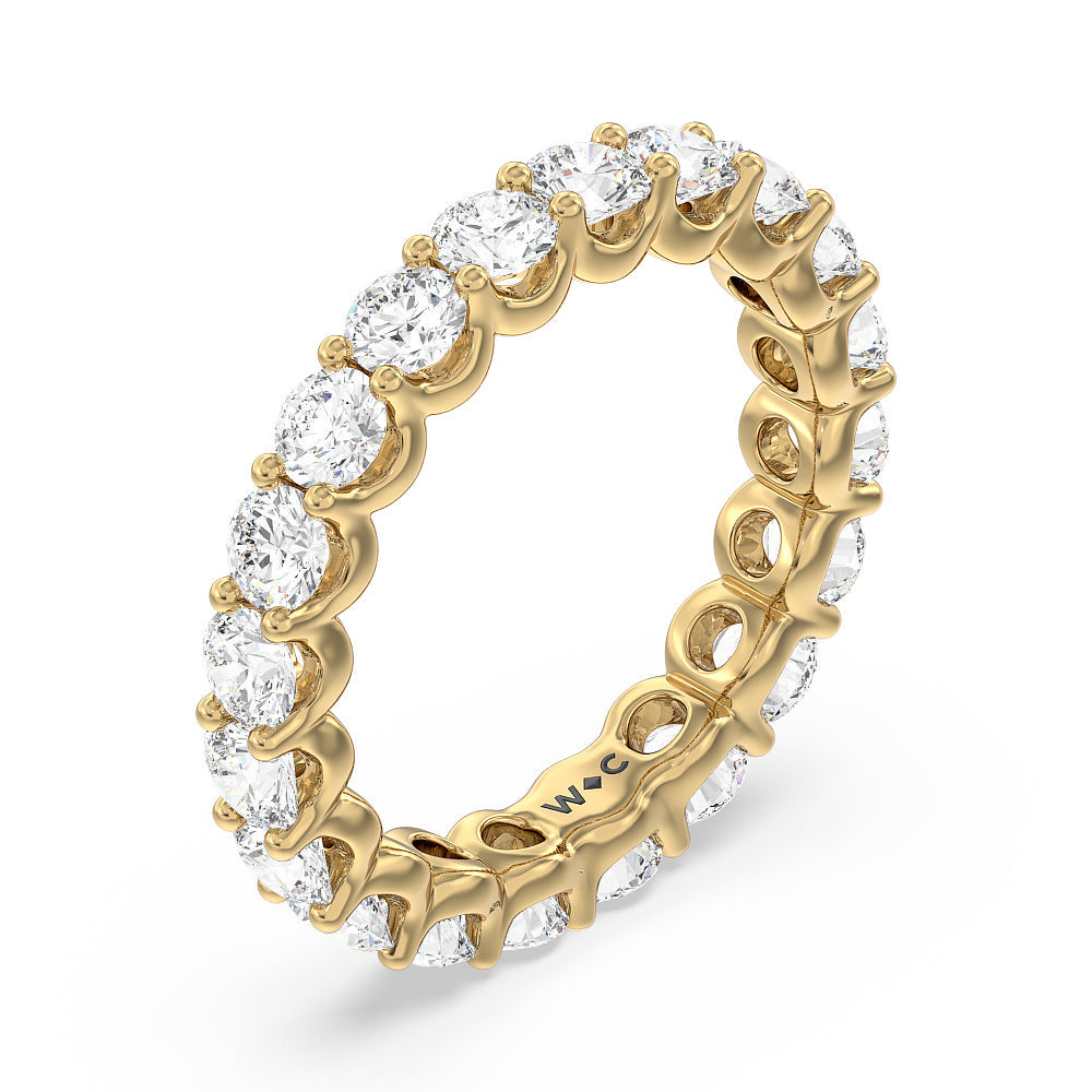 Shared Prong Wave Lab Diamond Eternity Ring (F/G SI+) with 18KT Yellow Gold / Natural / 3 1/5 Cut Diamond in 14KT Yellow Gold / Natural / 3 1/5 view 3
