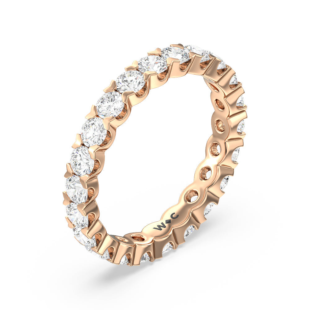 Chevron Diamond Eternity Ring with 18KT Rose Gold / Natural / 2 Cut Diamond in 14KT Rose Gold / Natural / 2 view 3
