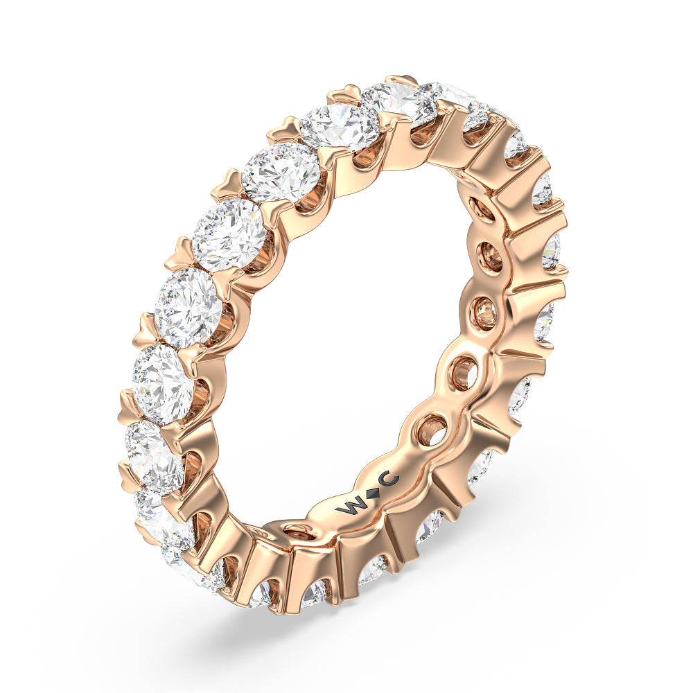Chevron Diamond Eternity Ring with 18KT Rose Gold / Natural / 3 Cut Diamond in 14KT Rose Gold / Natural / 3 view 3
