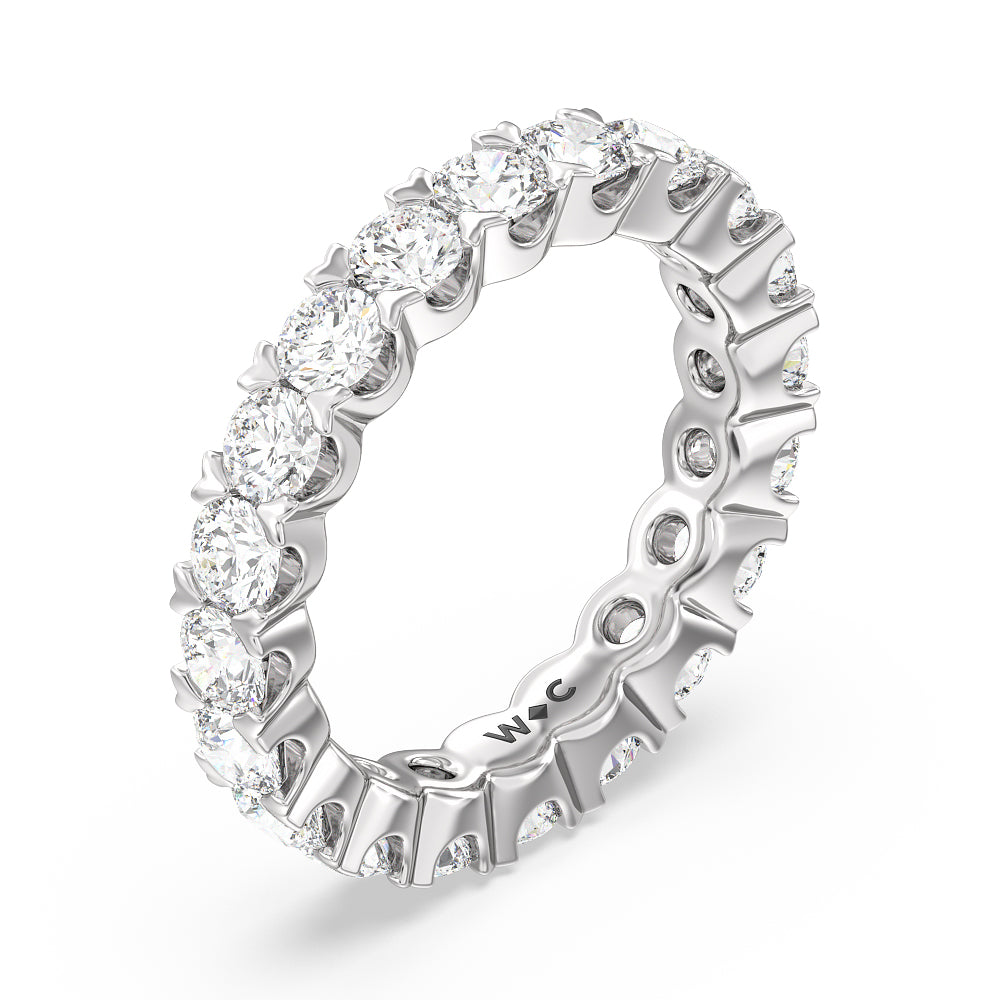 Chevron Diamond Eternity Ring with Platinum / Natural / 3 Cut Diamond in 14KT Platinum / Natural / 3 view 3
