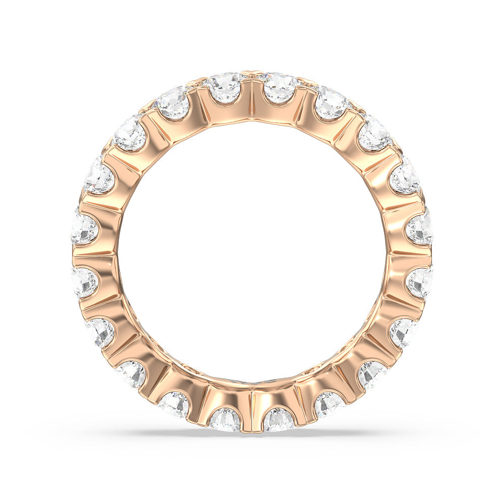 Chevron Diamond Eternity Ring with 18KT Rose Gold / Natural / 3 Cut Diamond in 14KT Rose Gold / Natural / 3 view 2
