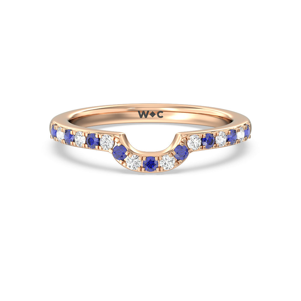 Delphinium Hidden Accent Diamond Wedding Band with 18KT Rose Gold Cut Diamond in 14KT Rose Gold view 1
