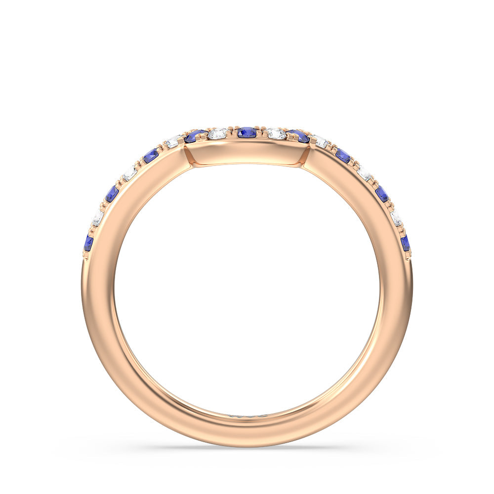 Delphinium Hidden Accent Diamond Wedding Band with 18KT Rose Gold Cut Diamond in 14KT Rose Gold view 2

