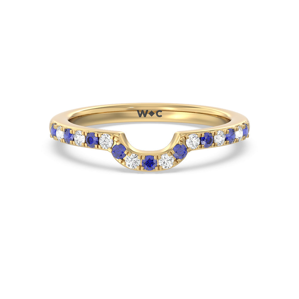 Delphinium Hidden Accent Diamond Wedding Band with 18KT Yellow Gold Cut Diamond in 14KT Yellow Gold view 1
