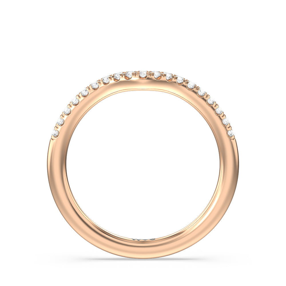 Azure Blue Sapphire Hidden Accent Diamond Wedding Band with 18KT Rose Gold Cut Diamond in 14KT Rose Gold view 2
