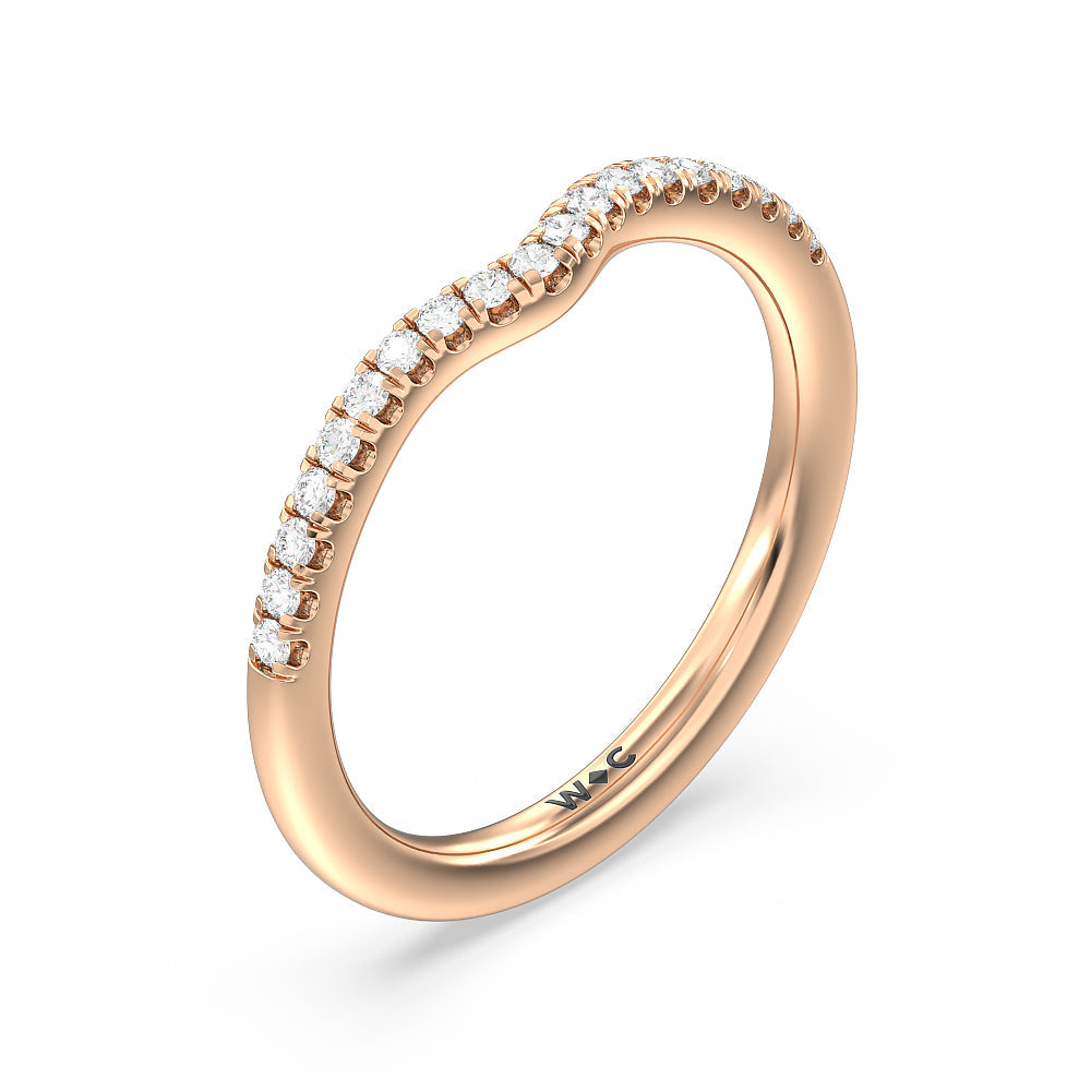 Azure Blue Sapphire Hidden Accent Diamond Wedding Band with 18KT Rose Gold Cut Diamond in 14KT Rose Gold view 4

