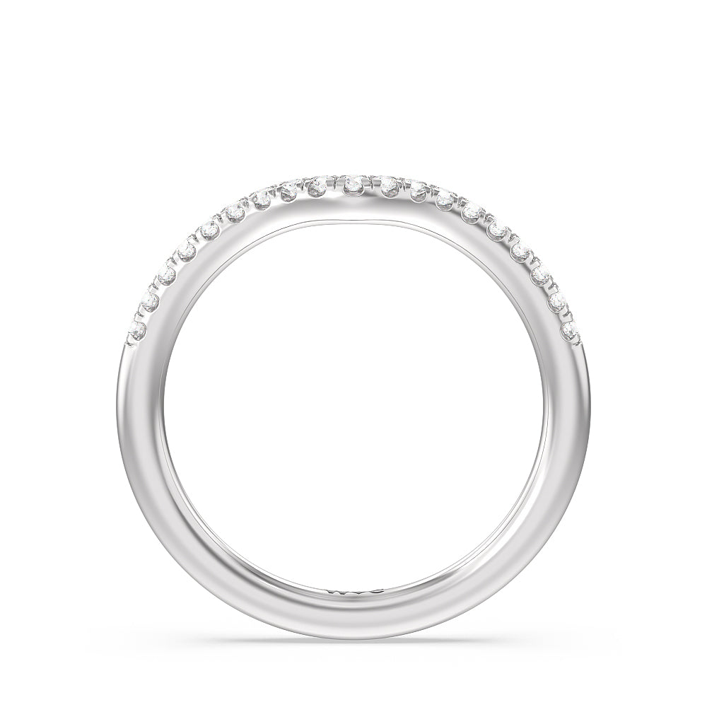 Azure Blue Sapphire Hidden Accent Diamond Wedding Band with Platinum Cut Diamond in 14KT Platinum view 2
