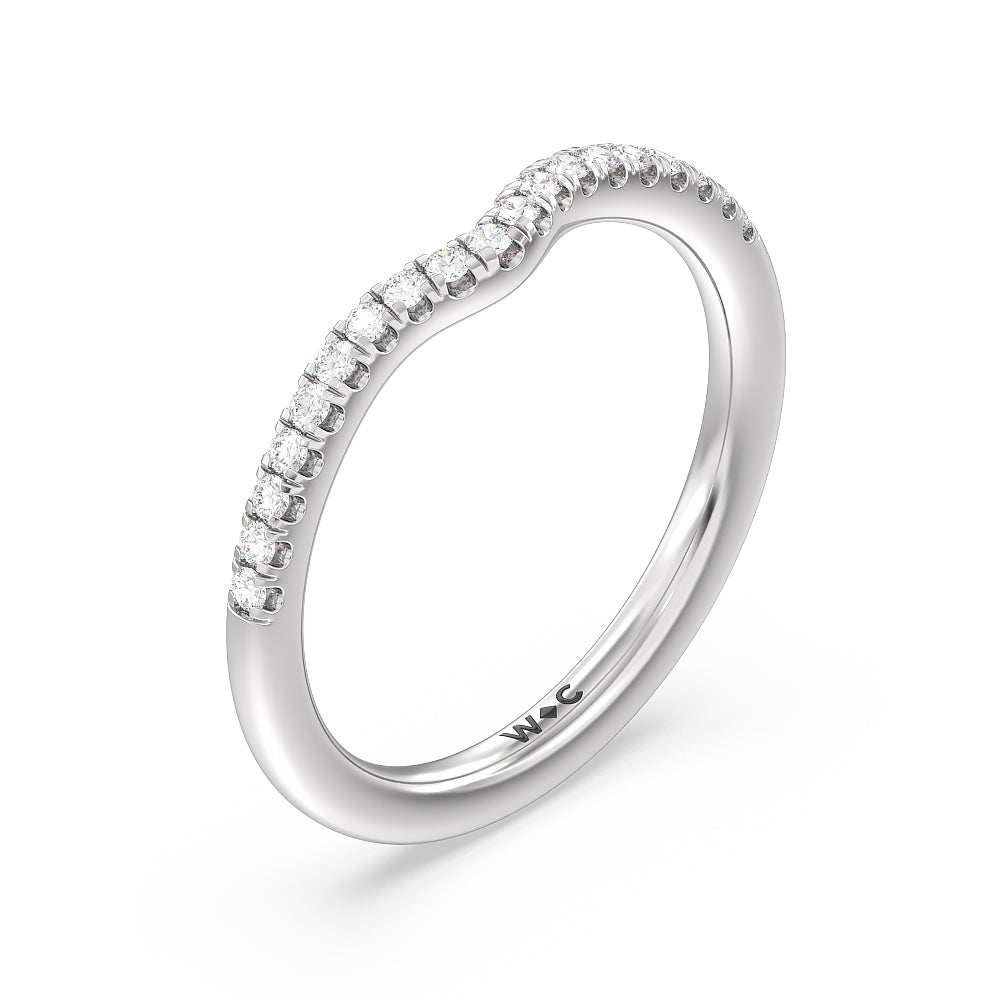 Azure Blue Sapphire Hidden Accent Diamond Wedding Band with Platinum Cut Diamond in 14KT Platinum view 4
