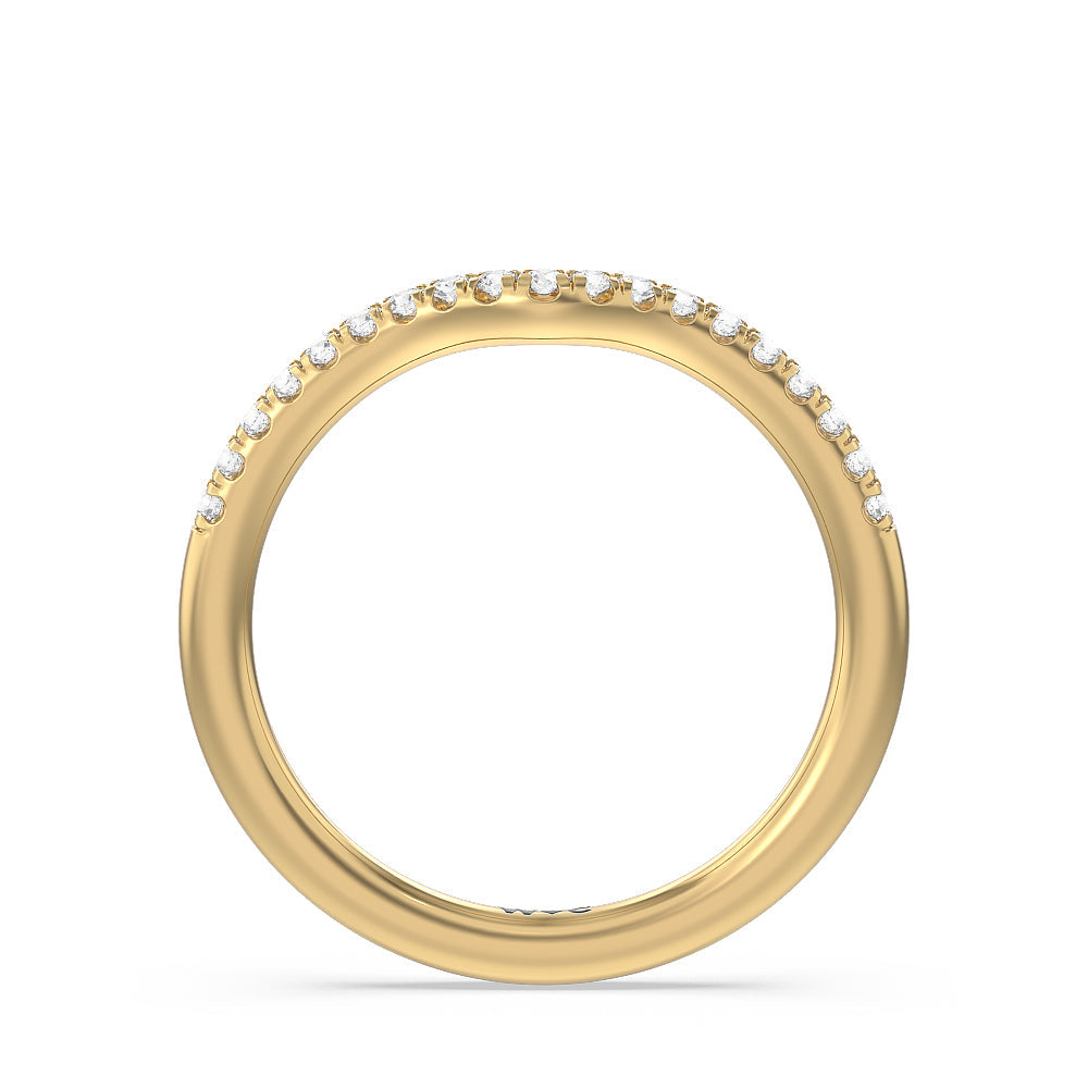 Azure Blue Sapphire Hidden Accent Diamond Wedding Band with 18KT Yellow Gold Cut Diamond in 14KT Yellow Gold view 2
