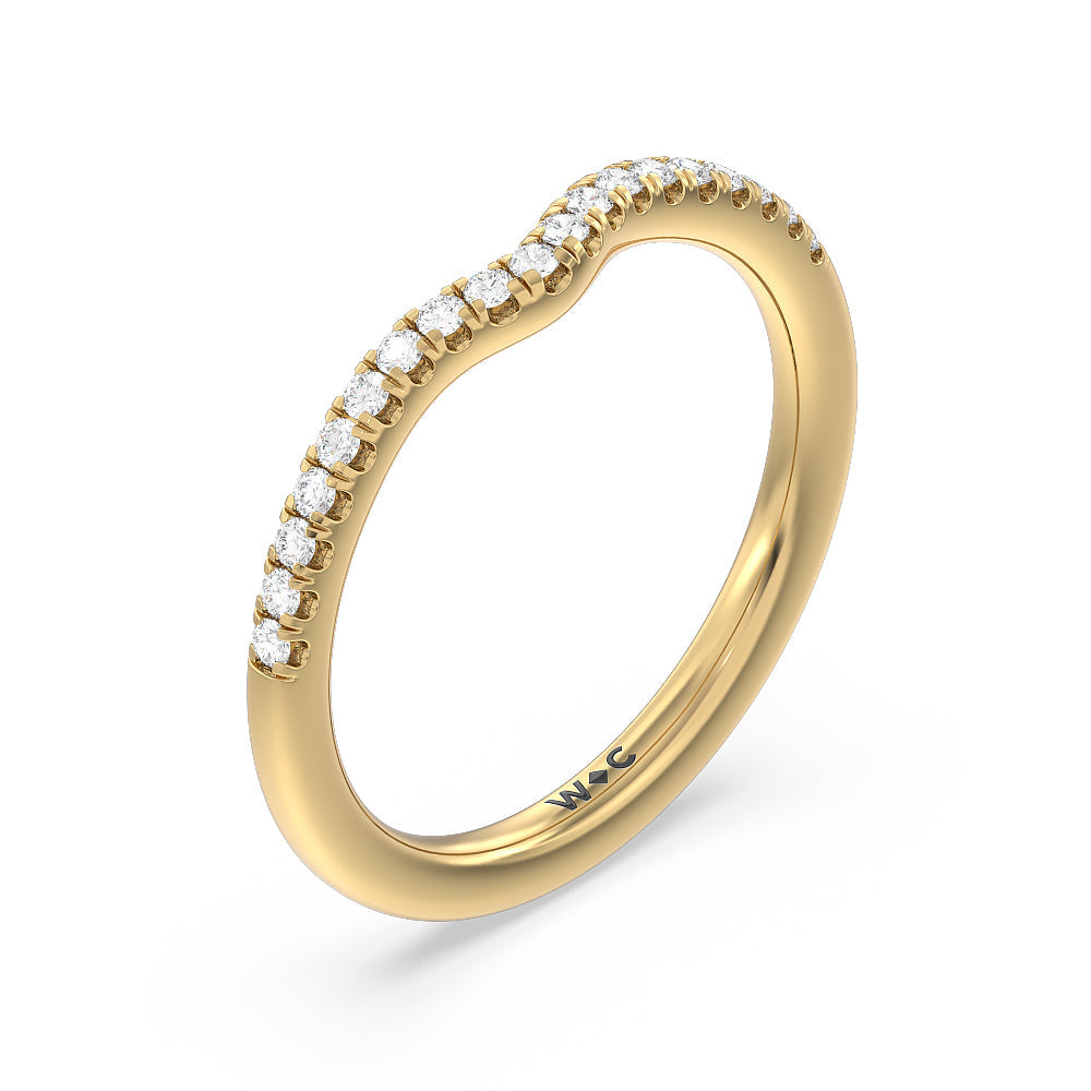 Azure Blue Sapphire Hidden Accent Diamond Wedding Band with 18KT Yellow Gold Cut Diamond in 14KT Yellow Gold view 4
