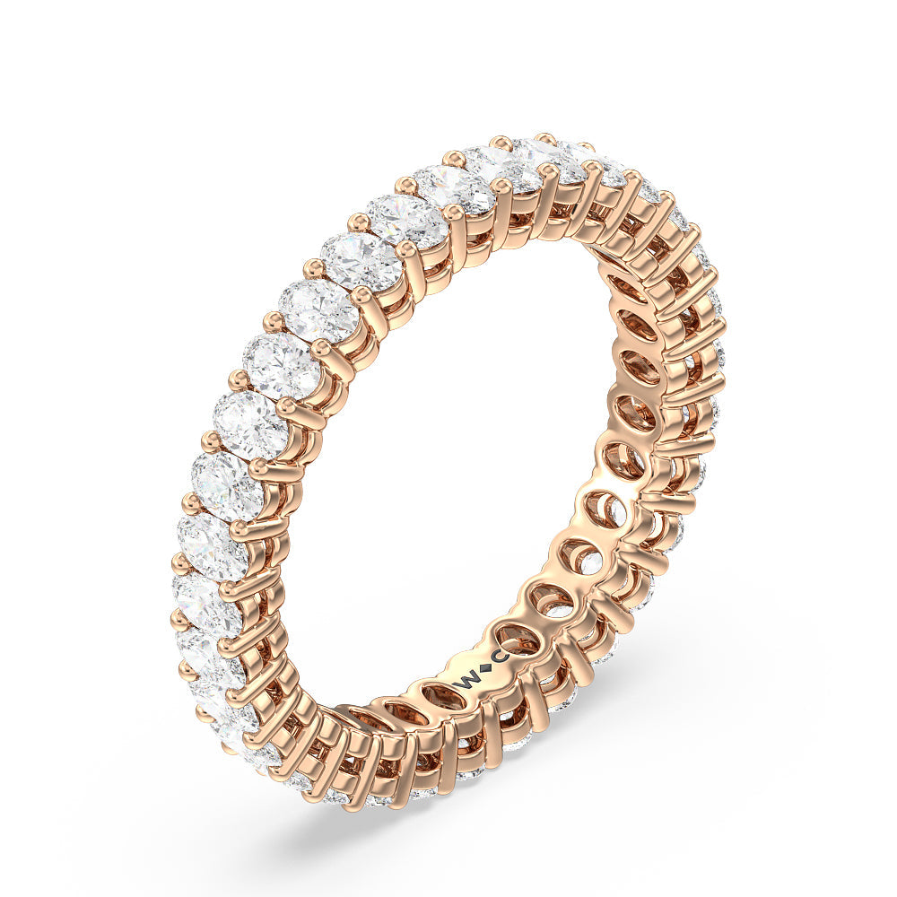 Oval Cut Diamond Eternity Ring with 18KT Rose Gold / Natural / 2 1/2 Cut Diamond in 14KT Rose Gold / Natural / 2 1/2 view 3
