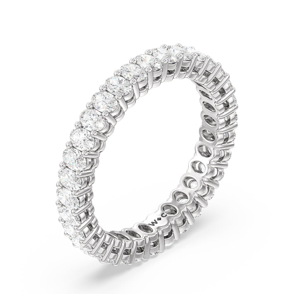Oval Cut Diamond Eternity Ring with Platinum / Natural / 2 1/2 Cut Diamond in 14KT Platinum / Natural / 2 1/2 view 3
