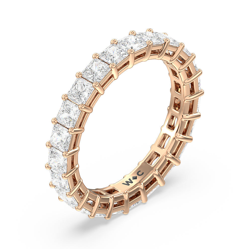 Princess Cut Diamond Eternity Ring with 18KT Rose Gold / Natural / 3 1/5 Cut Diamond in 14KT Rose Gold / Natural / 3 1/5 view 3
