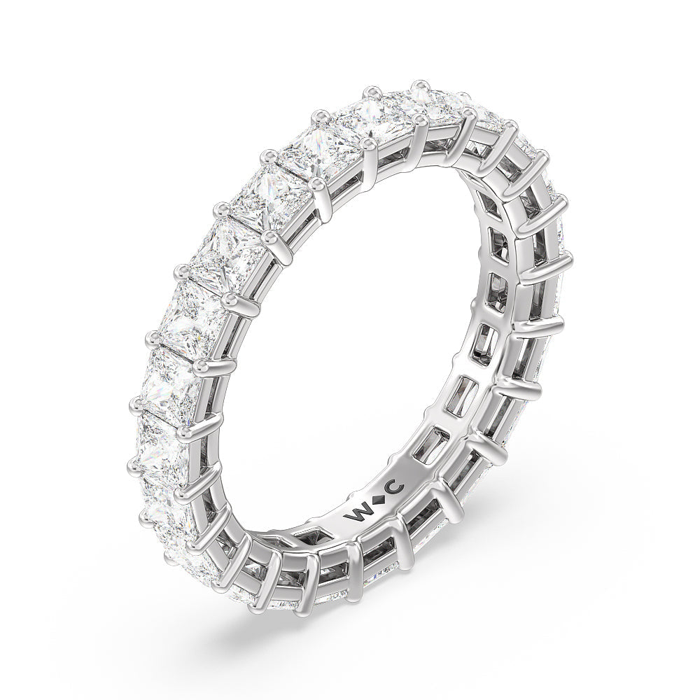 Princess Cut Diamond Eternity Ring with Platinum / Natural / 3 1/5 Cut Diamond in 14KT Platinum / Natural / 3 1/5 view 3

