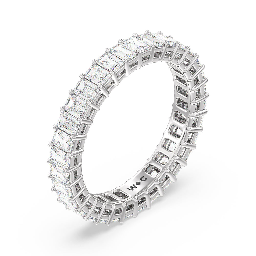Emerald Cut Diamond Eternity Ring with Platinum / Natural / 2 9/10 Cut Diamond in 14KT Platinum / Natural / 2 9/10 view 3
