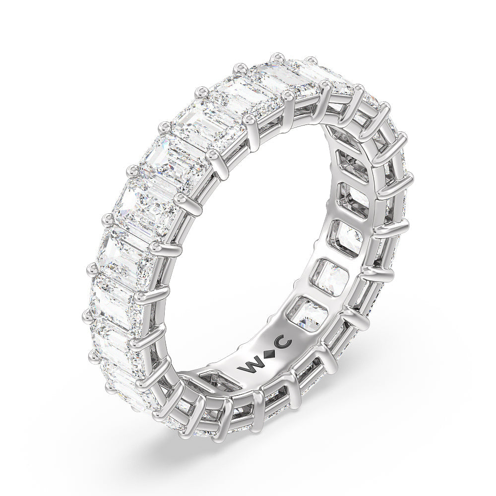 Emerald Cut Diamond Eternity Ring with Platinum / Natural / 5 1/2 Cut Diamond in 14KT Platinum / Natural / 5 1/2 view 3
