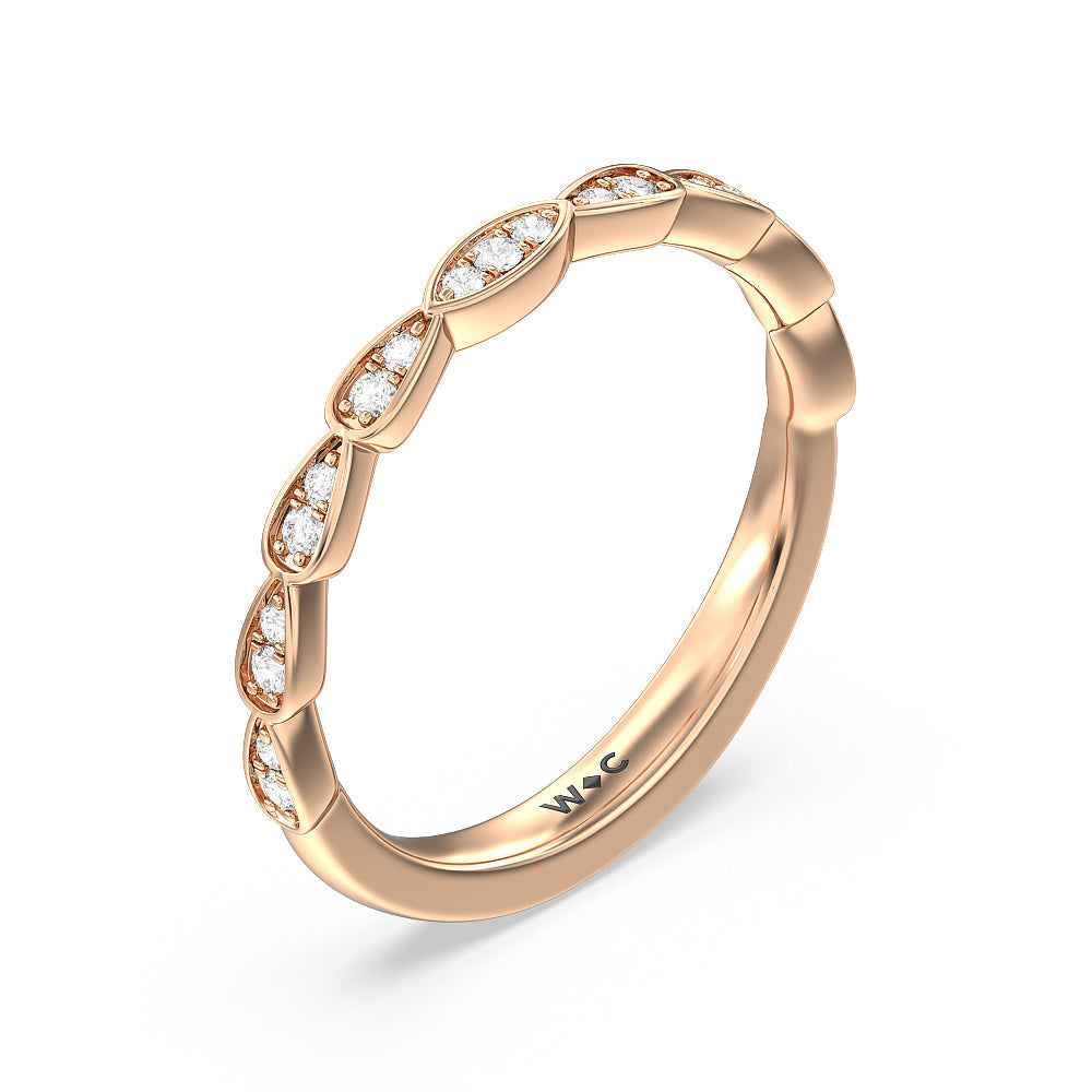 Forget-Me-Not Hidden Halo Diamond Wedding Band with 18KT Rose Gold Cut Diamond in 14KT Rose Gold view 4
