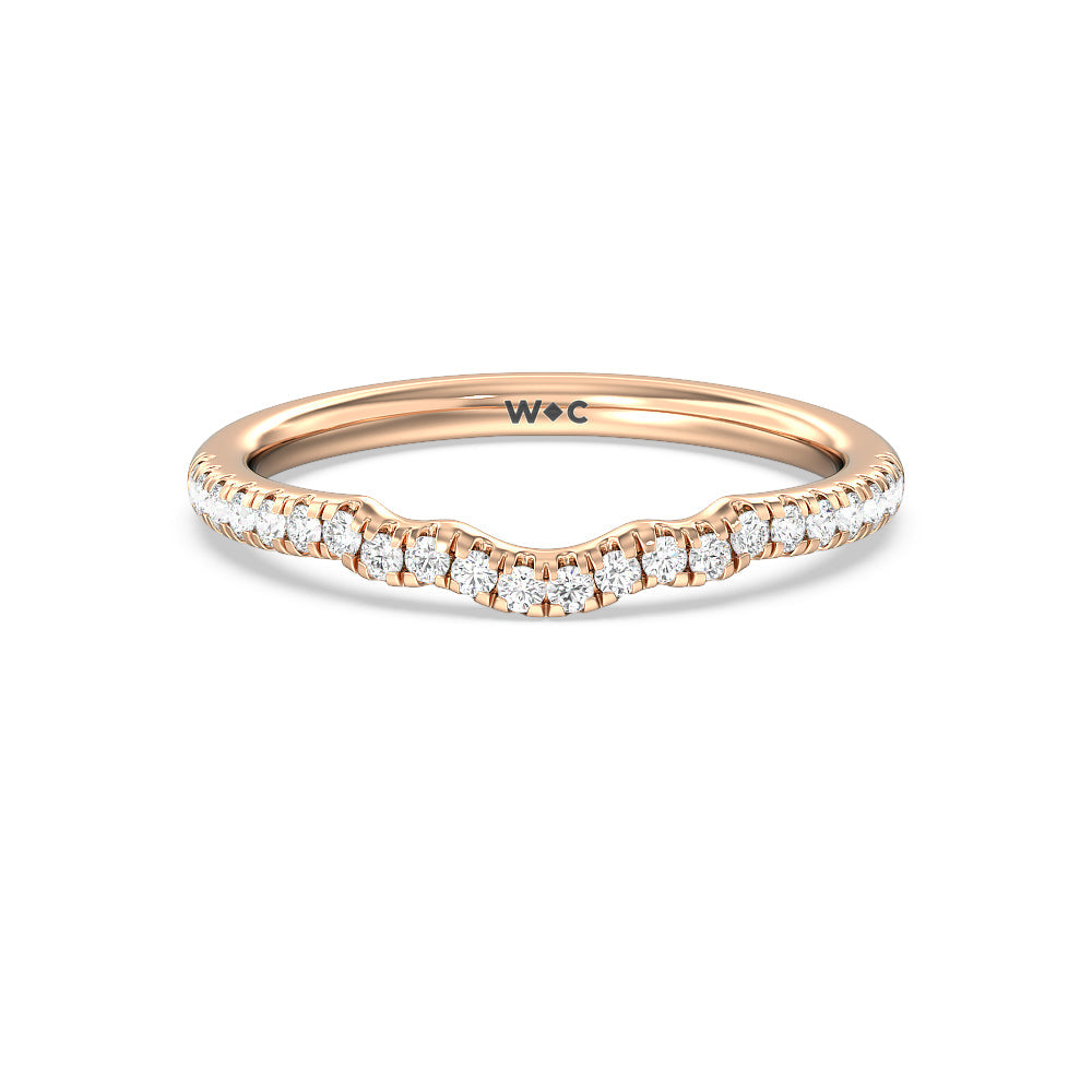 Iris Three Stone Diamond Wedding Band with 18KT Rose Gold Cut Diamond in 14KT Rose Gold view 1
