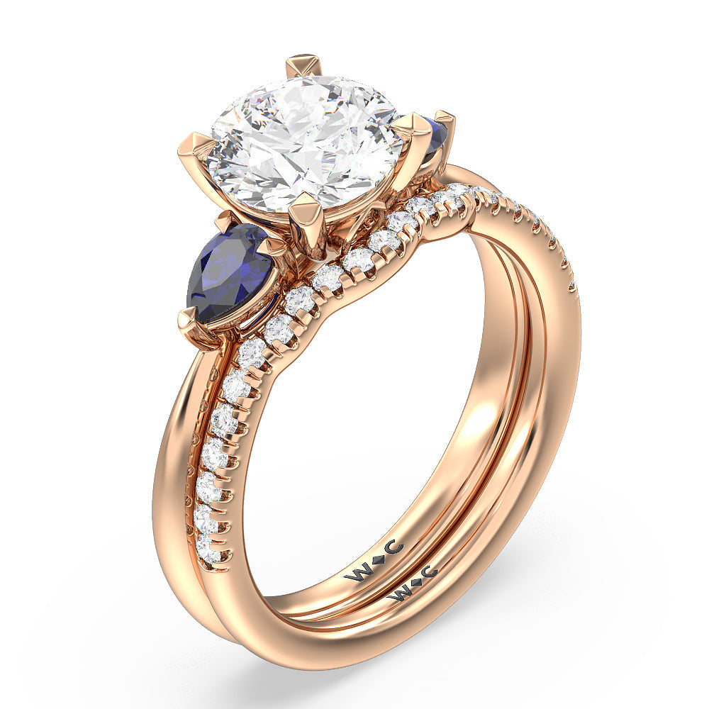Oval Cut Iris Three Stone Engagement Ring with Lab Grown Diamond in 14KT Rose Gold view 6

