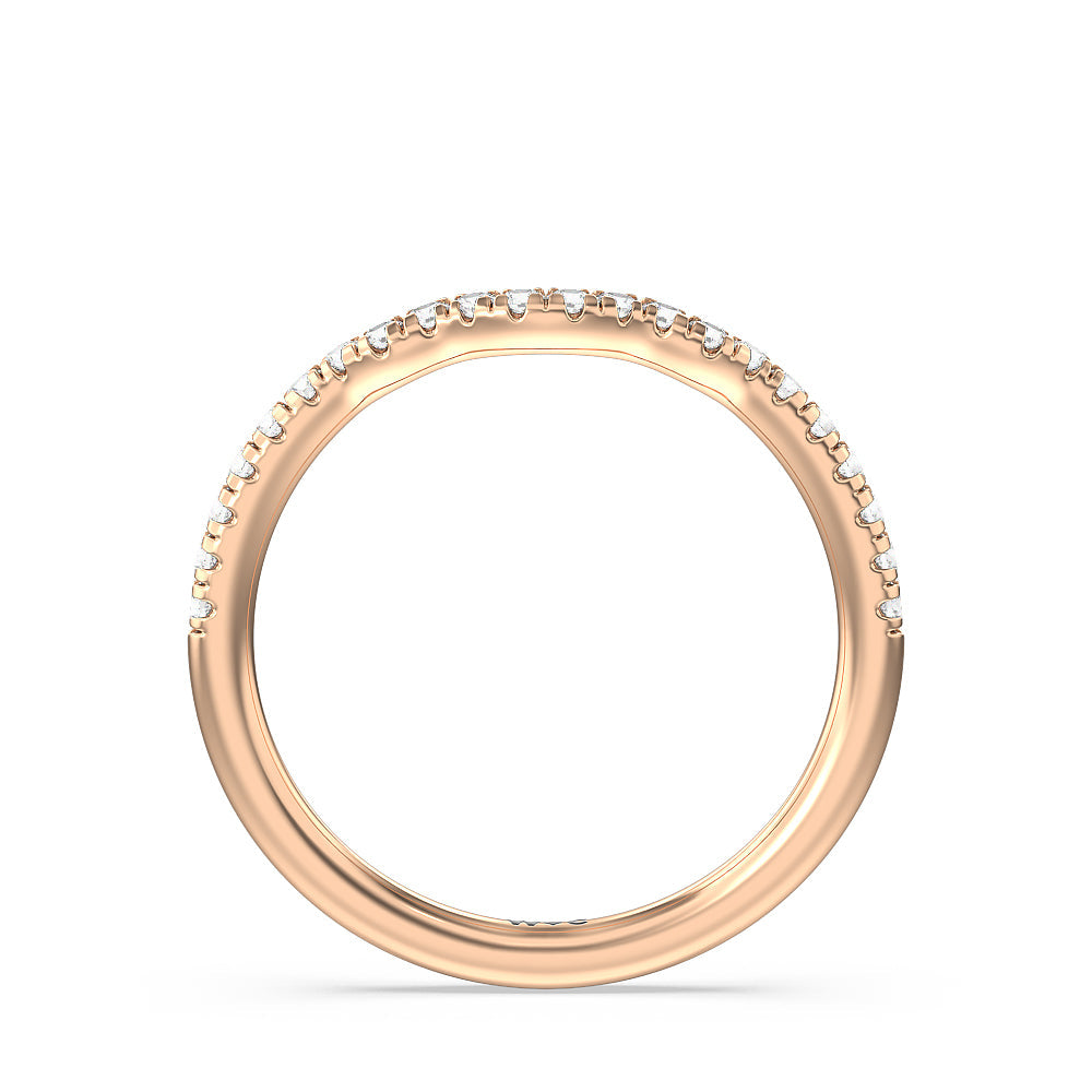 Iris Three Stone Diamond Wedding Band with 18KT Rose Gold Cut Diamond in 14KT Rose Gold view 2
