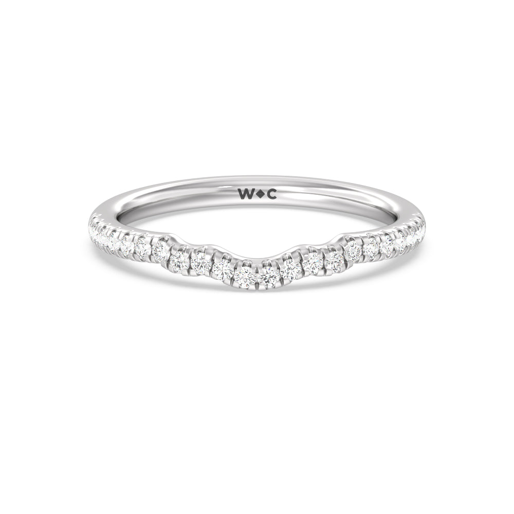 Iris Three Stone Diamond Wedding Band with Platinum Cut Diamond in 14KT Platinum view 1
