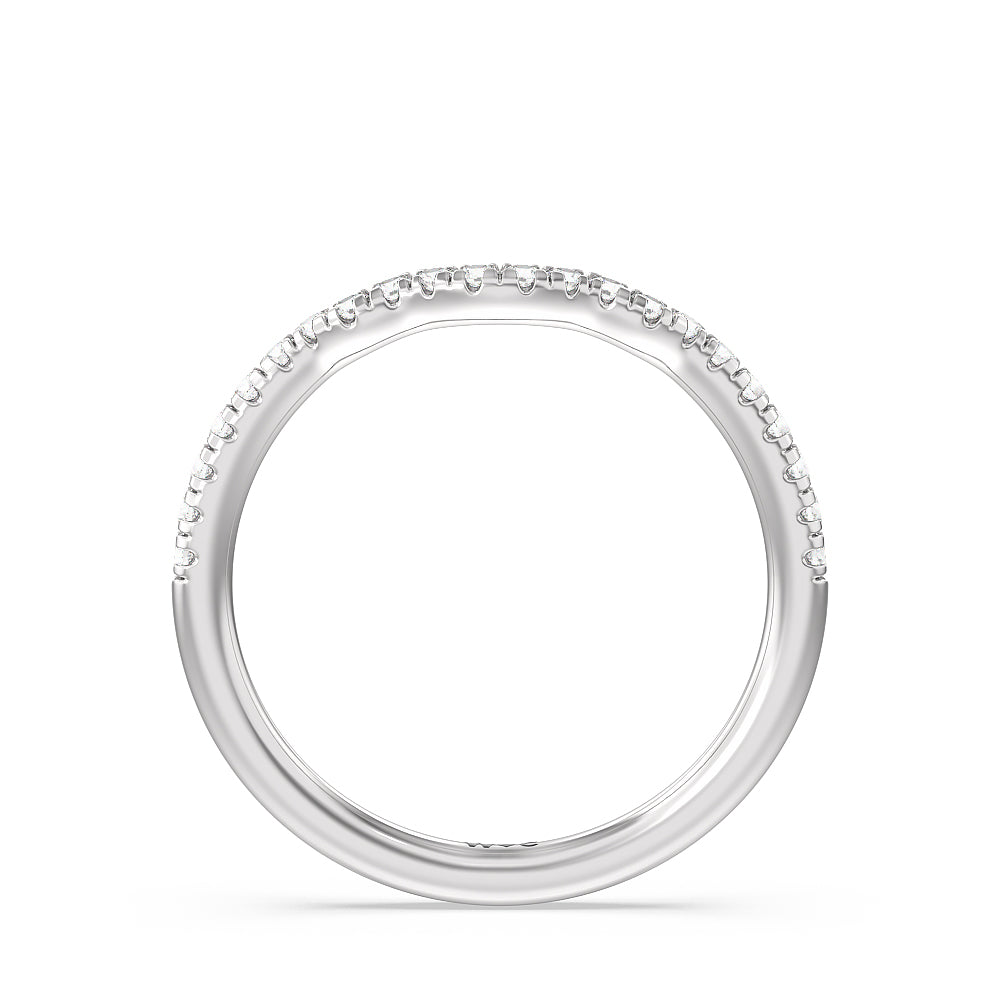 Iris Three Stone Diamond Wedding Band with Platinum Cut Diamond in 14KT Platinum view 2
