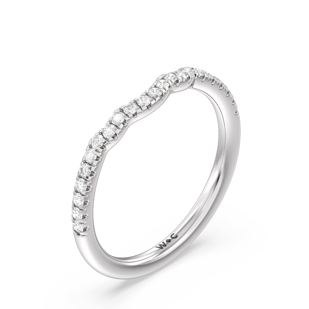 Iris Three Stone Diamond Wedding Band with Platinum Cut Diamond in 14KT Platinum view 4
