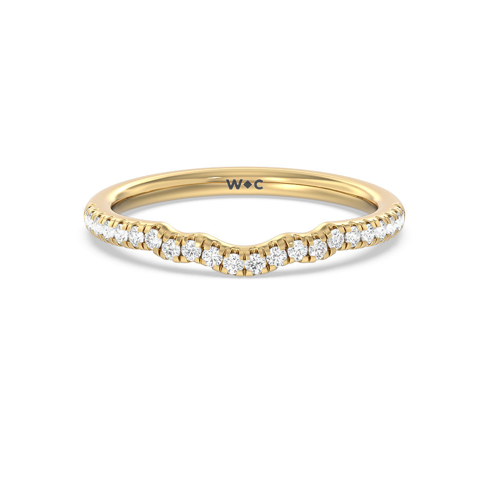 Iris Three Stone Diamond Wedding Band with 18KT Yellow Gold Cut Diamond in 14KT Yellow Gold view 1
