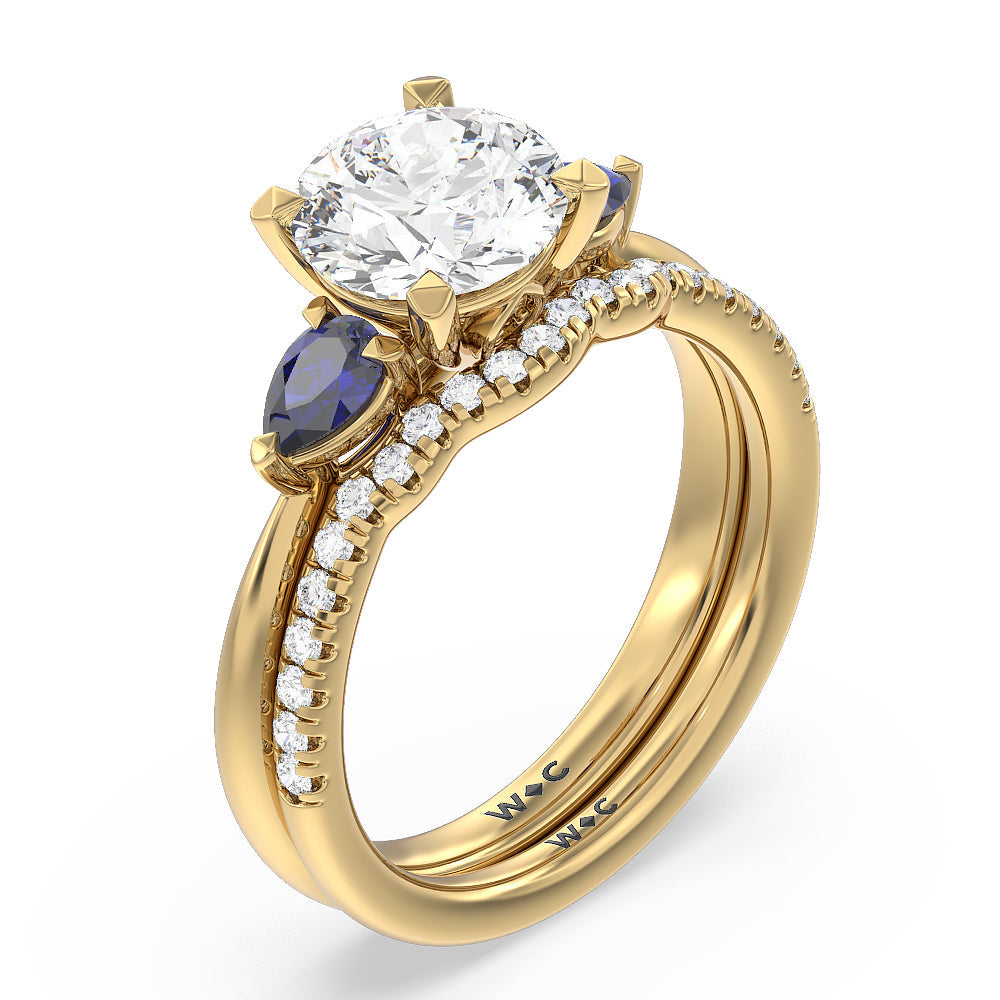 Oval Cut Iris Three Stone Engagement Ring with Lab Grown Diamond in 14KT Rose Gold view 5
