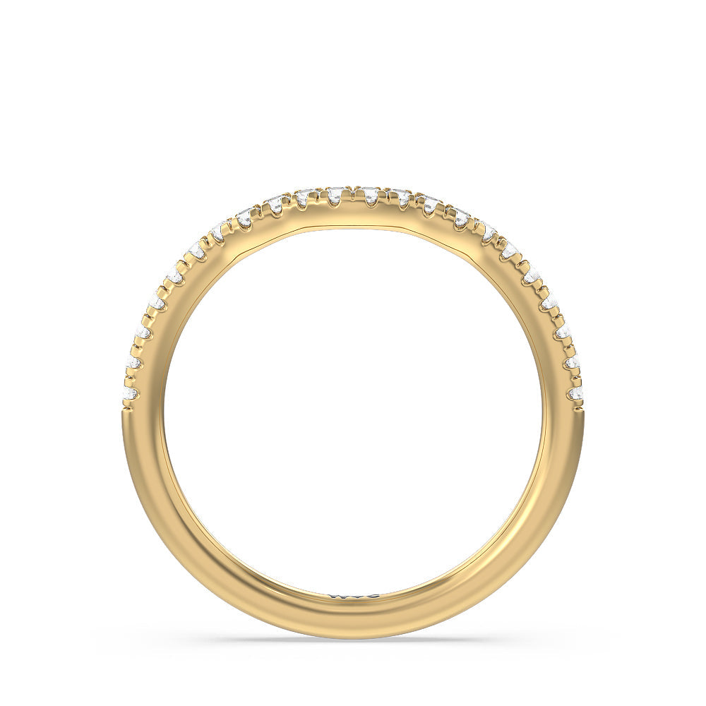Iris Three Stone Diamond Wedding Band with 18KT Yellow Gold Cut Diamond in 14KT Yellow Gold view 2
