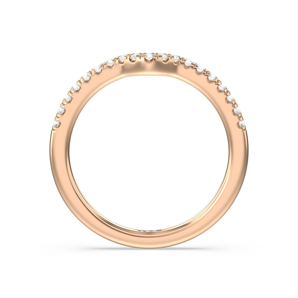Veronica Spire Under Halo Diamond Wedding Band with 18KT Rose Gold Cut Diamond in 14KT Rose Gold view 2
