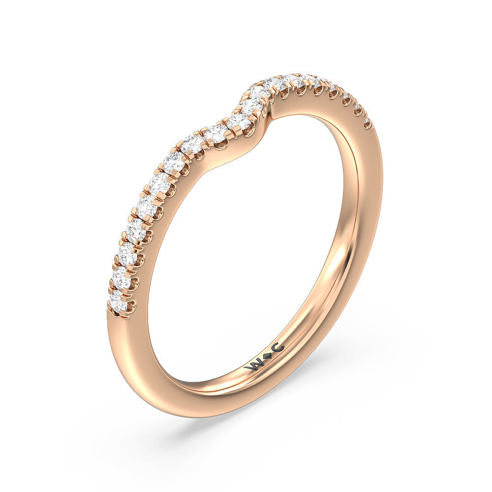 Veronica Spire Under Halo Diamond Wedding Band with 18KT Rose Gold Cut Diamond in 14KT Rose Gold view 4
