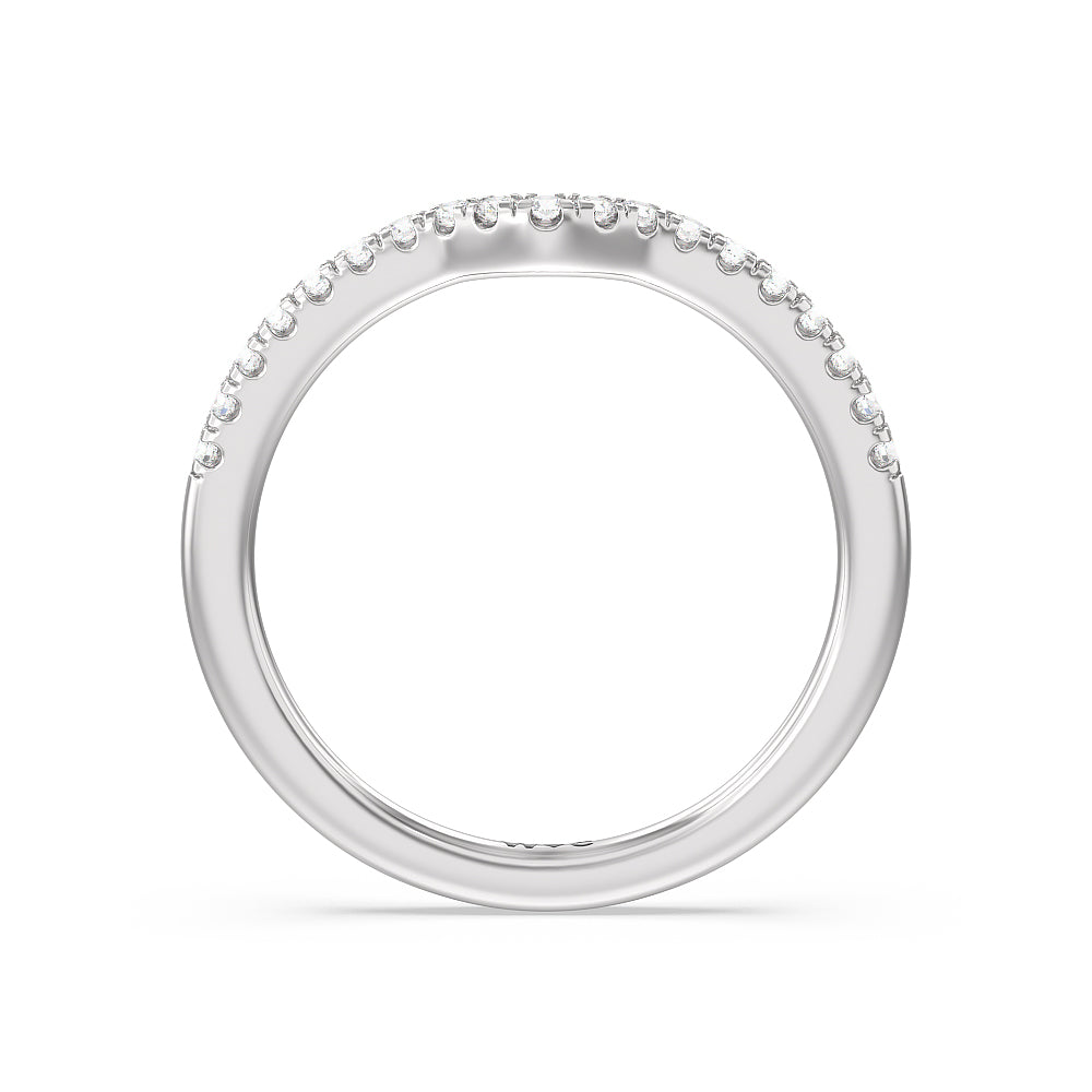 Veronica Spire Under Halo Diamond Wedding Band with Platinum Cut Diamond in 14KT Platinum view 2
