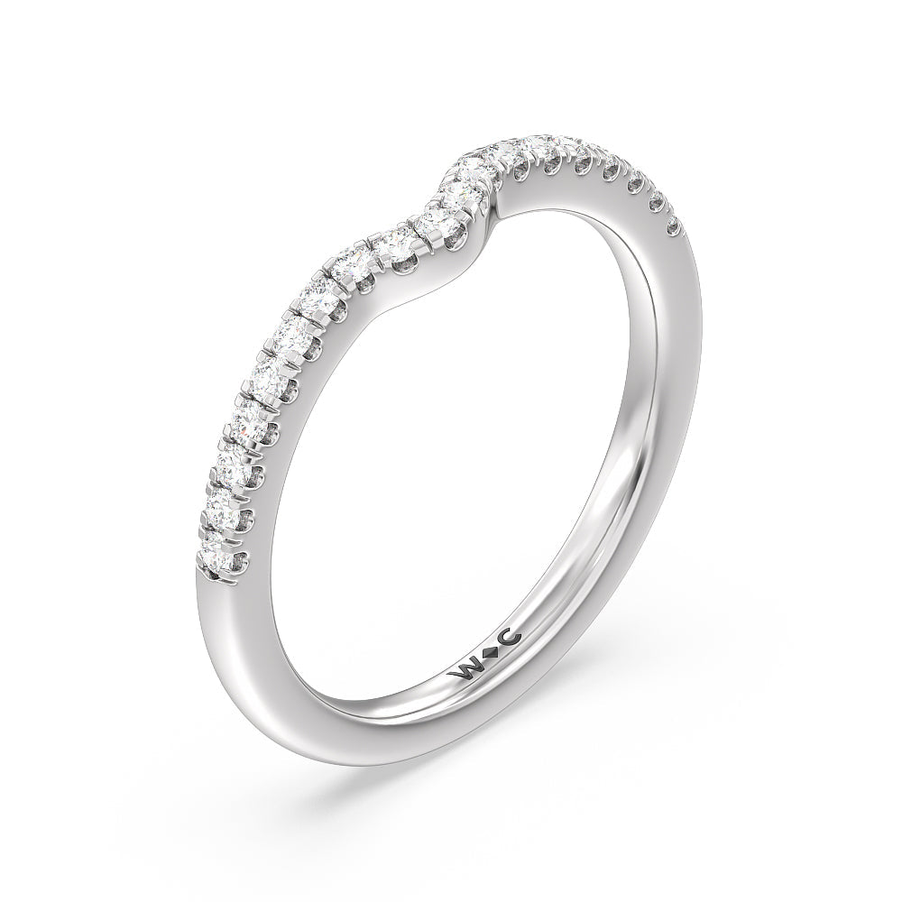 Veronica Spire Under Halo Diamond Wedding Band with Platinum Cut Diamond in 14KT Platinum view 4
