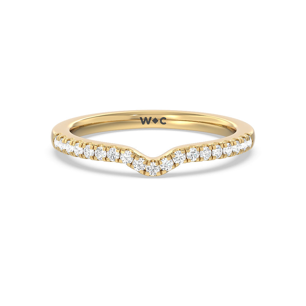 Veronica Spire Under Halo Diamond Wedding Band with 18KT Yellow Gold Cut Diamond in 14KT Yellow Gold view 1
